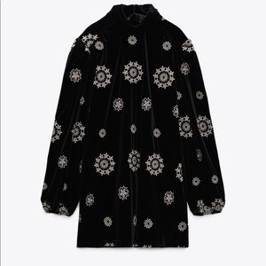 ZARA NEW Velvet Long Sleeve Mini Dress